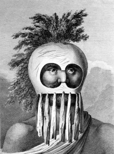 A Man of the Sandwich Islands in a Mask, illustration from 